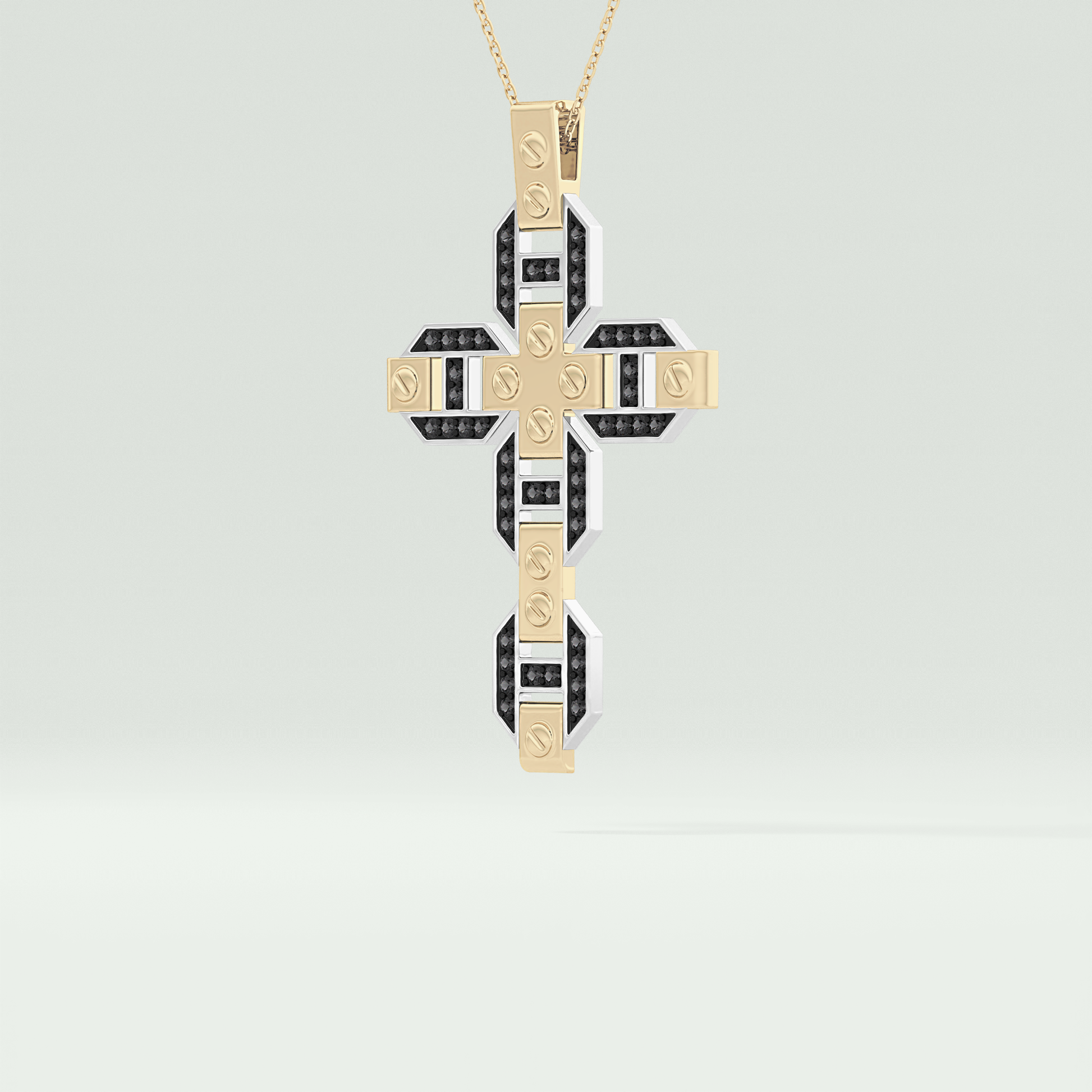 0.50 CT Polished Finished Round Black Moissanite Stones Necklace For Him 2