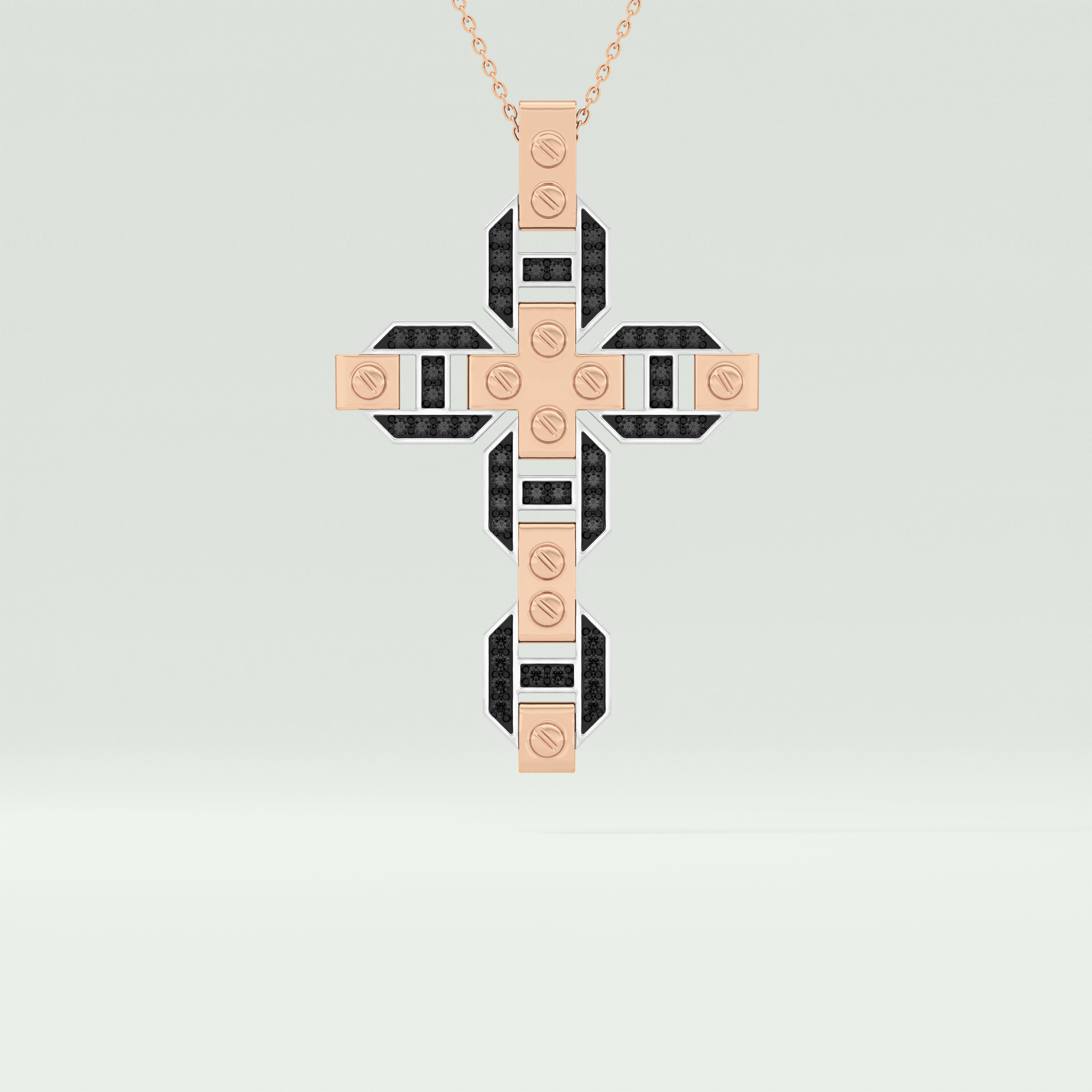 0.50 CT Polished Finished Round Black Moissanite Stones Necklace For Him 5