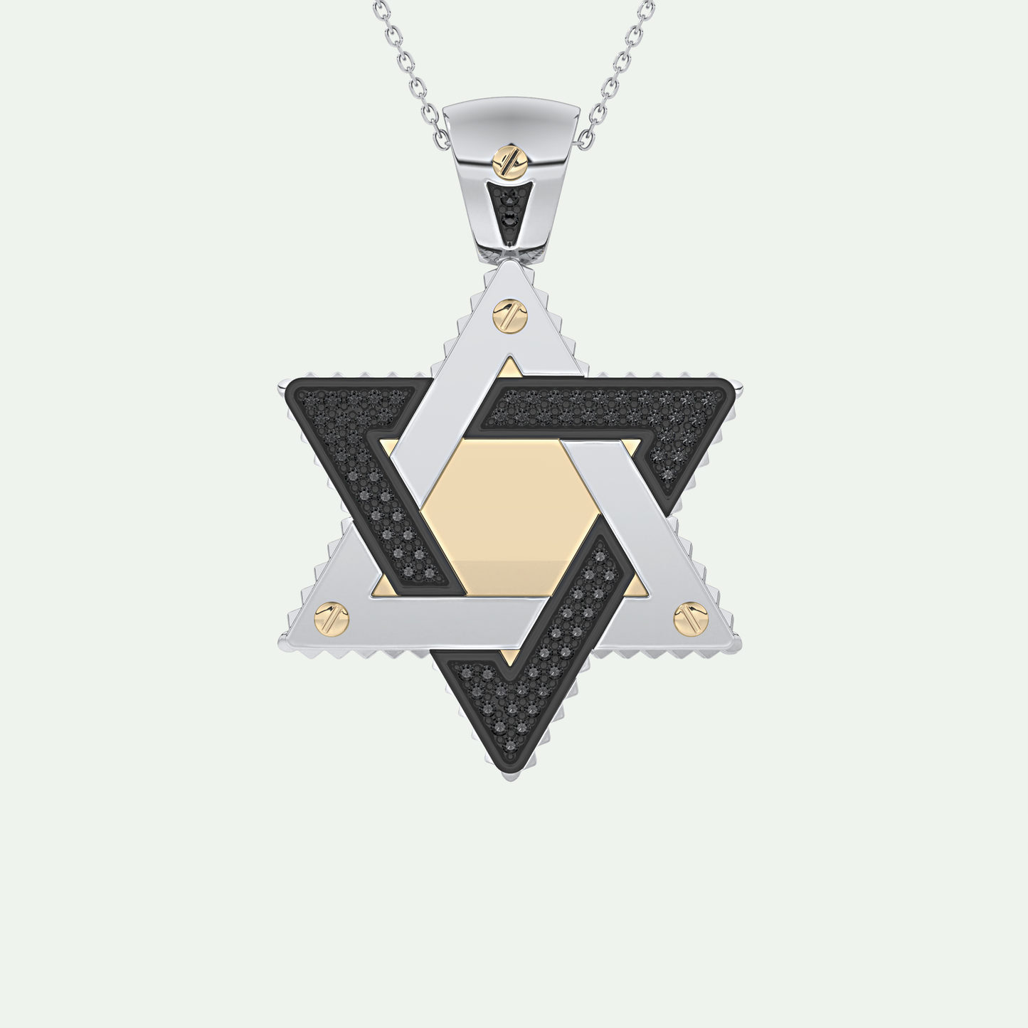 0.45 CT Black Moissanite Diamond Stones Star Shaped Necklace For Him 5