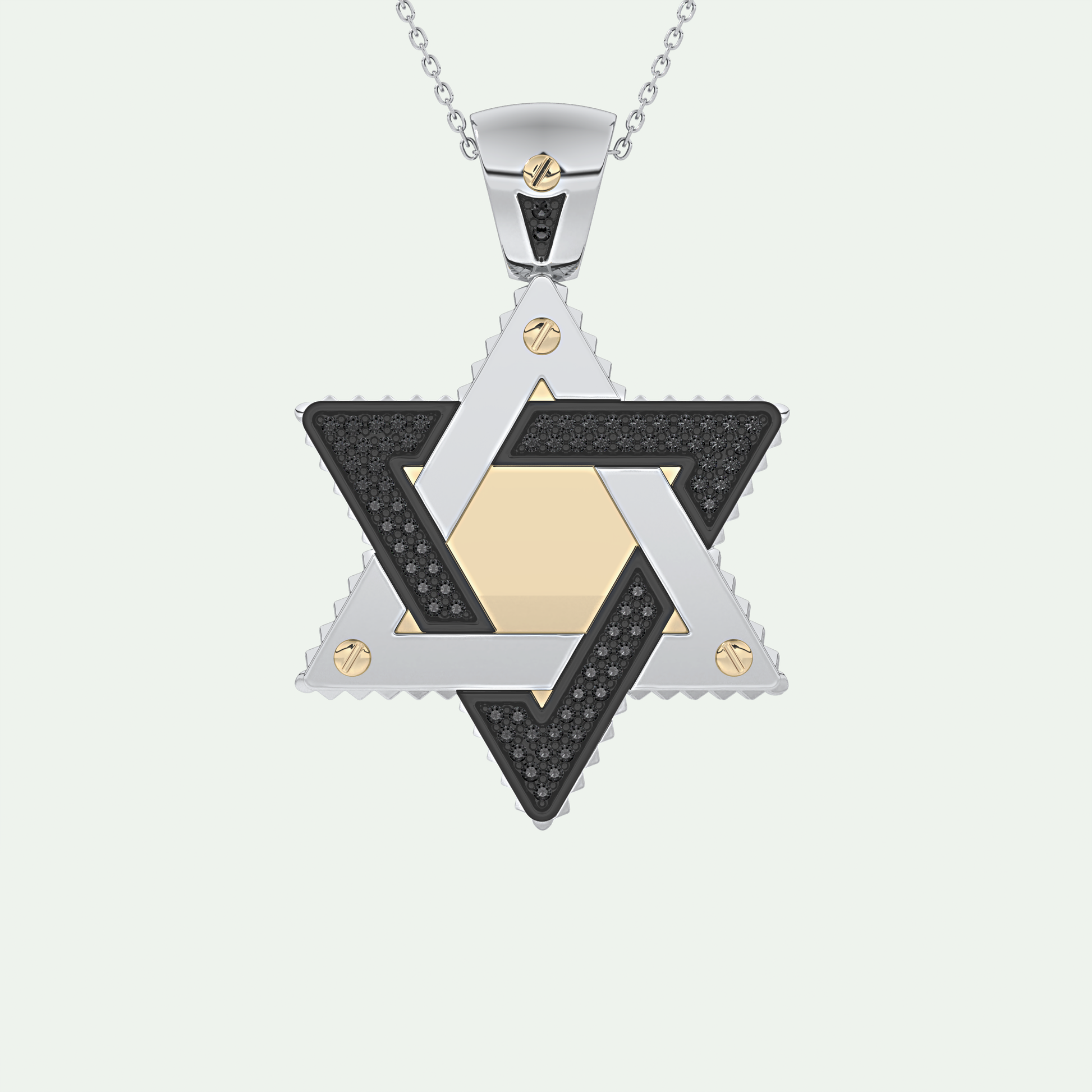 0.45 CT Black Moissanite Diamond Stones Star Shaped Necklace For Him 5