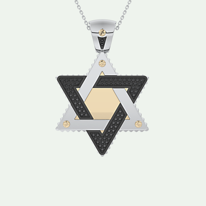 0.45 CT Black Moissanite Diamond Stones Star Shaped Necklace For Him 5