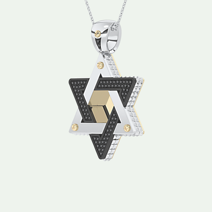 0.45 CT Black Moissanite Diamond Stones Star Shaped Necklace For Him 6