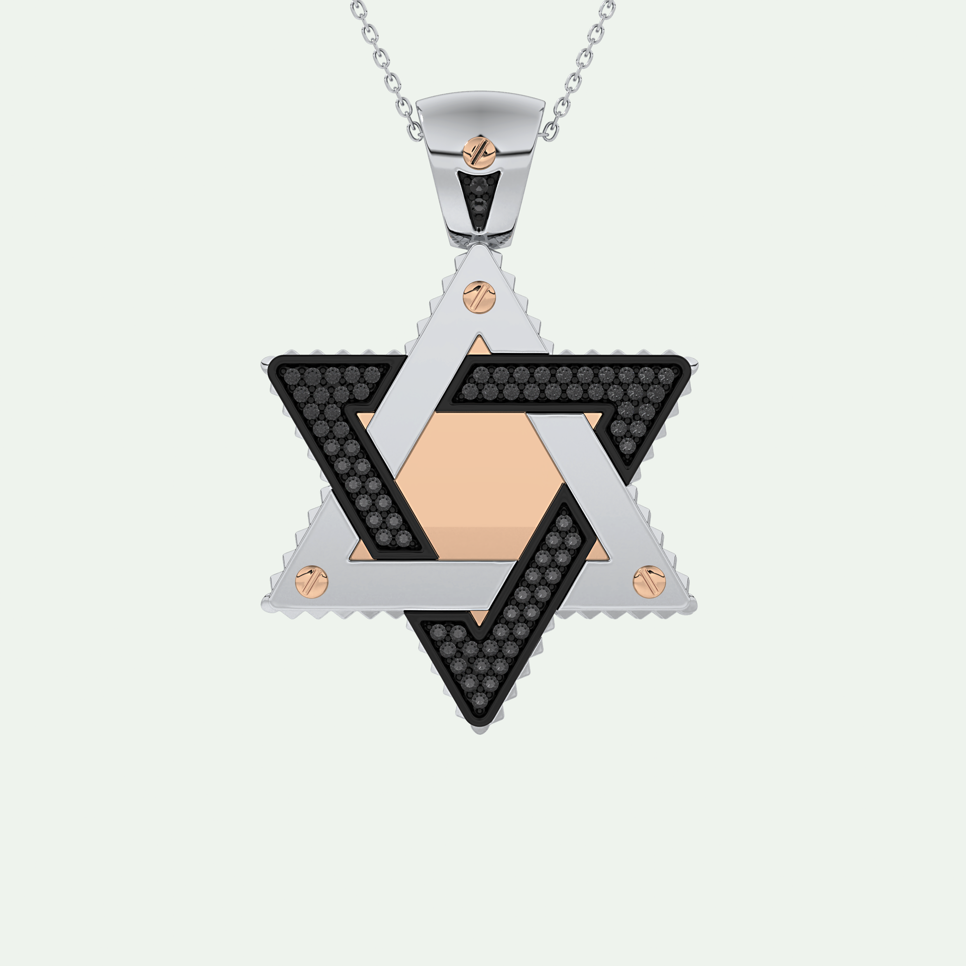 0.45 CT Black Moissanite Diamond Stones Star Shaped Necklace For Him 8