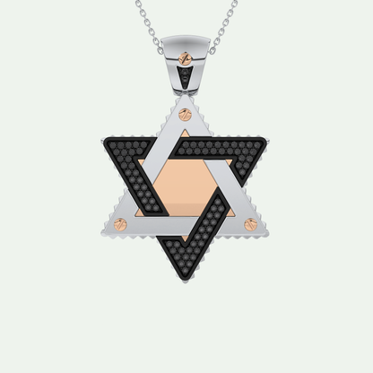 0.45 CT Black Moissanite Diamond Stones Star Shaped Necklace For Him 8