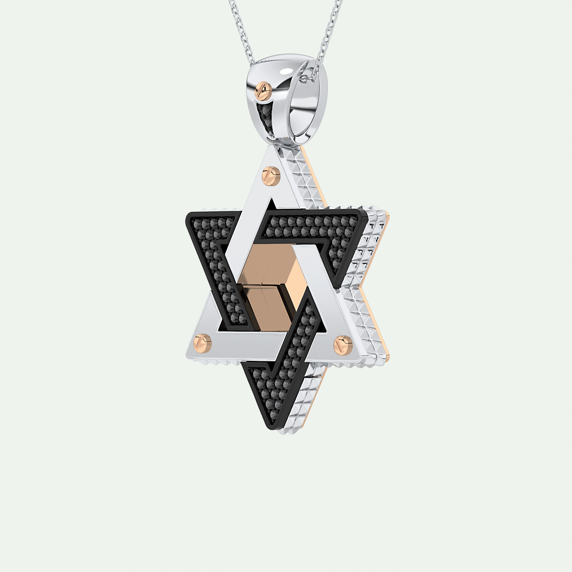 0.45 CT Black Moissanite Diamond Stones Star Shaped Necklace For Him 9