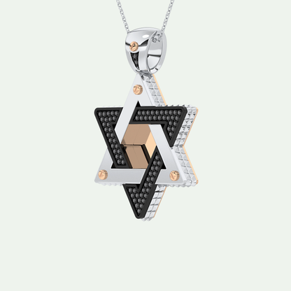 0.45 CT Black Moissanite Diamond Stones Star Shaped Necklace For Him 9