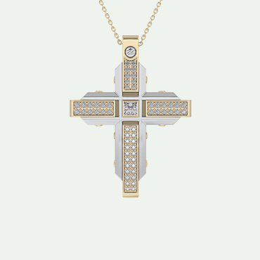 0.60 CT Unique Princess & Round Moissanite Diamond Stones Cross Necklace For Him 10