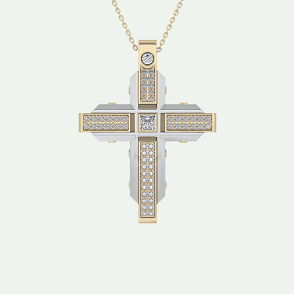 0.60 CT Unique Princess & Round Moissanite Diamond Stones Cross Necklace For Him 10