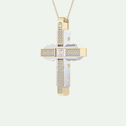 0.60 CT Unique Princess & Round Moissanite Diamond Stones Cross Necklace For Him 11