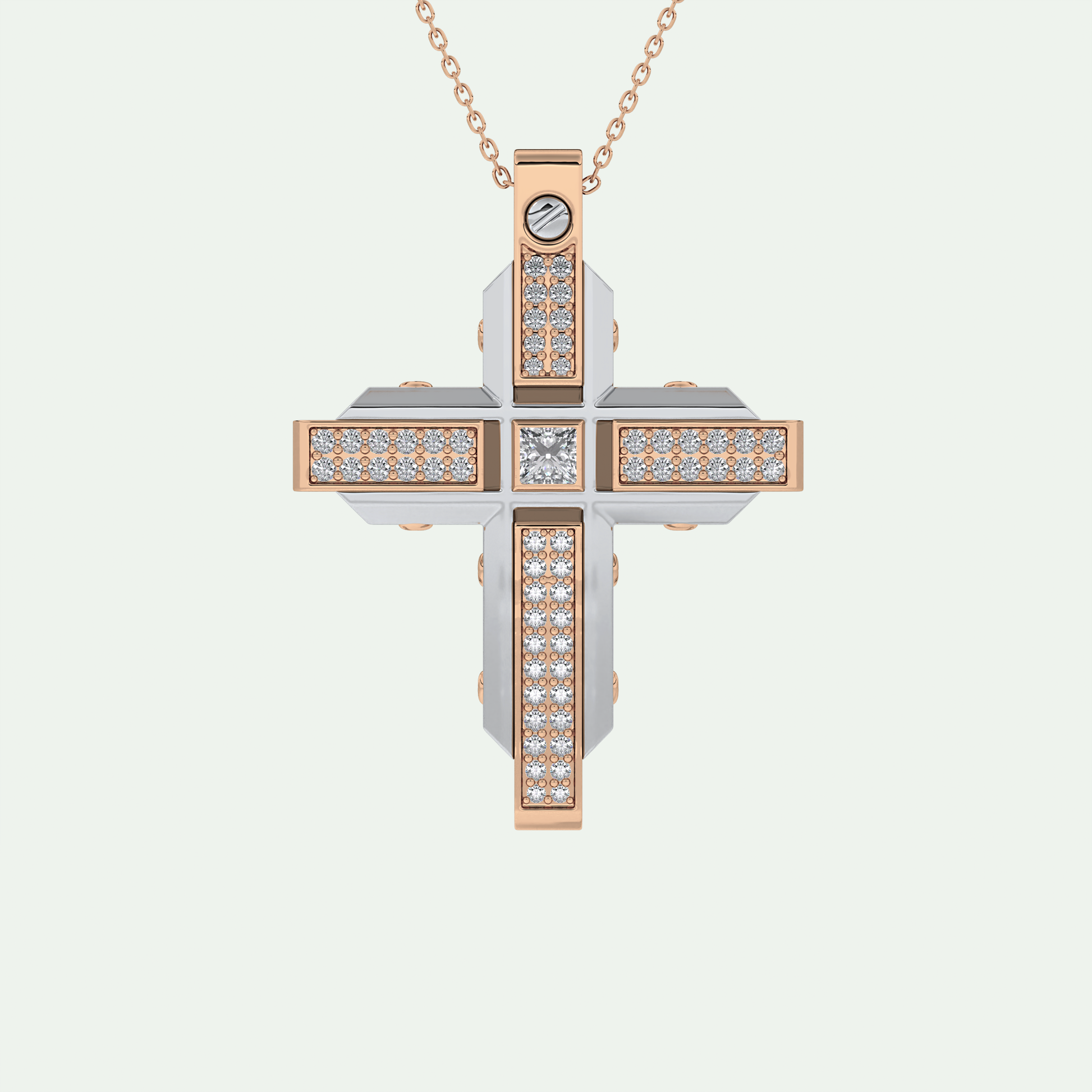 0.60 CT Unique Princess & Round Moissanite Diamond Stones Cross Necklace For Him 13