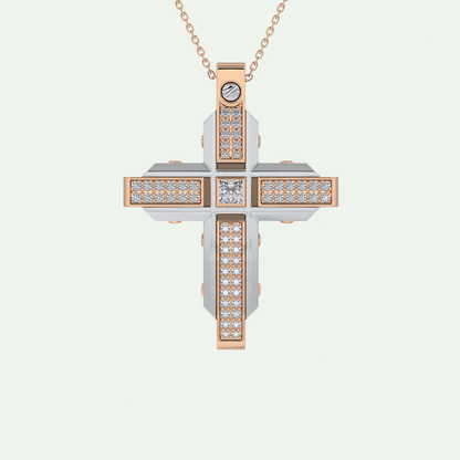 0.60 CT Unique Princess & Round Moissanite Diamond Stones Cross Necklace For Him 13