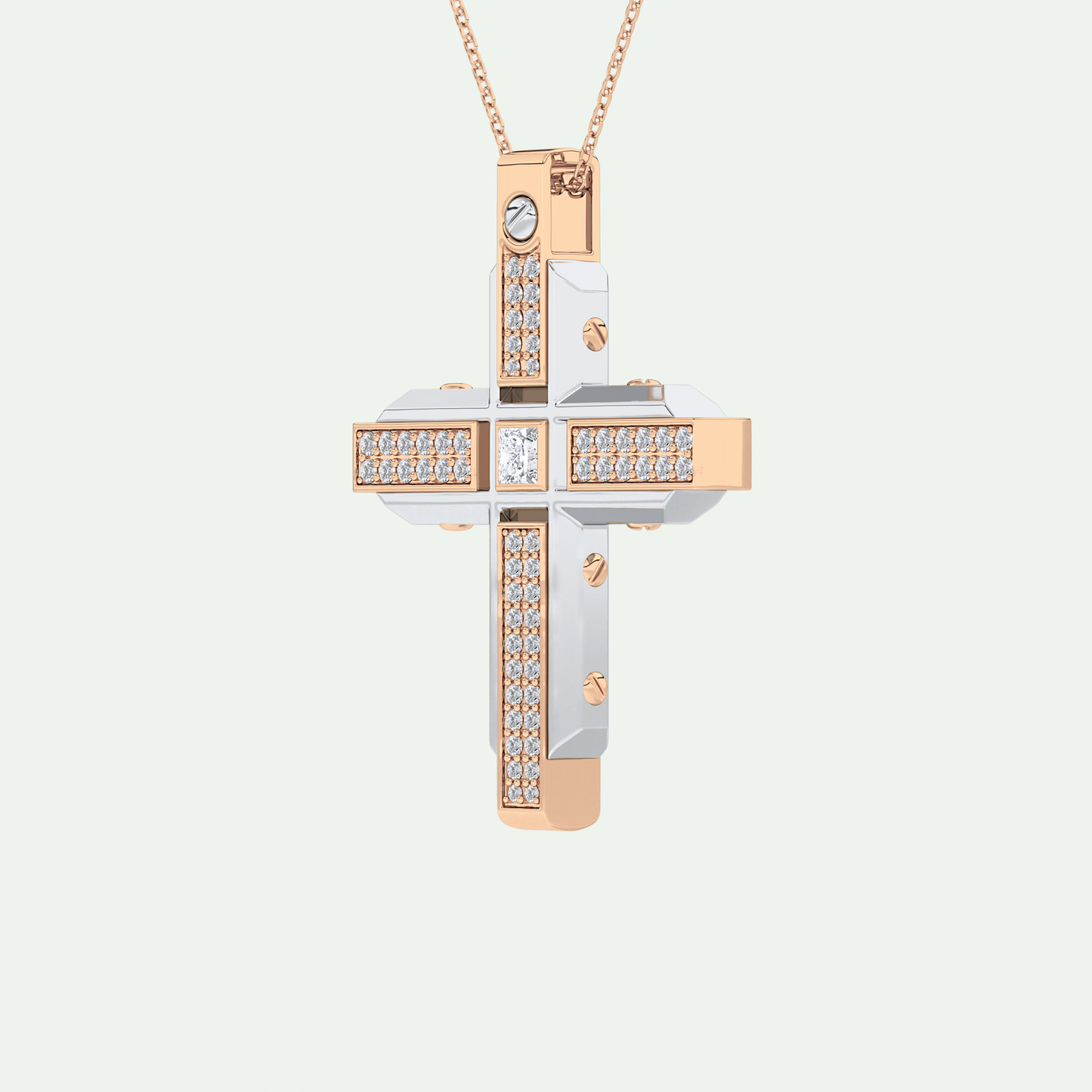 0.60 CT Unique Princess & Round Moissanite Diamond Stones Cross Necklace For Him 14