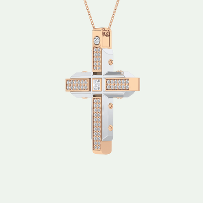 0.60 CT Unique Princess & Round Moissanite Diamond Stones Cross Necklace For Him 14