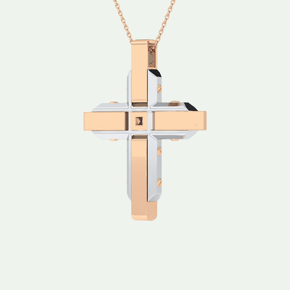 0.60 CT Unique Princess & Round Moissanite Diamond Stones Cross Necklace For Him 15