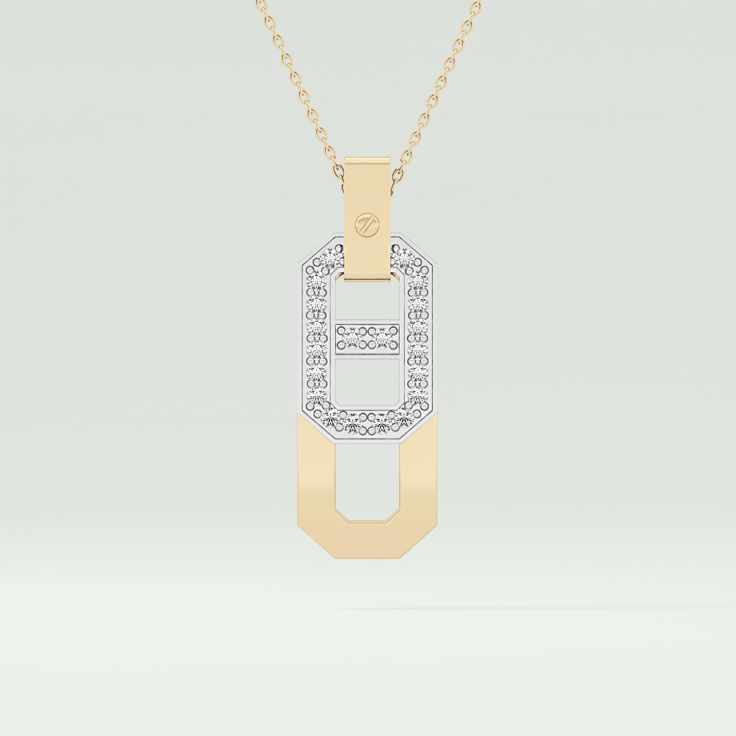 0.30 CT Round Moissanite Diamond Two Tone Connecting Necklace 1