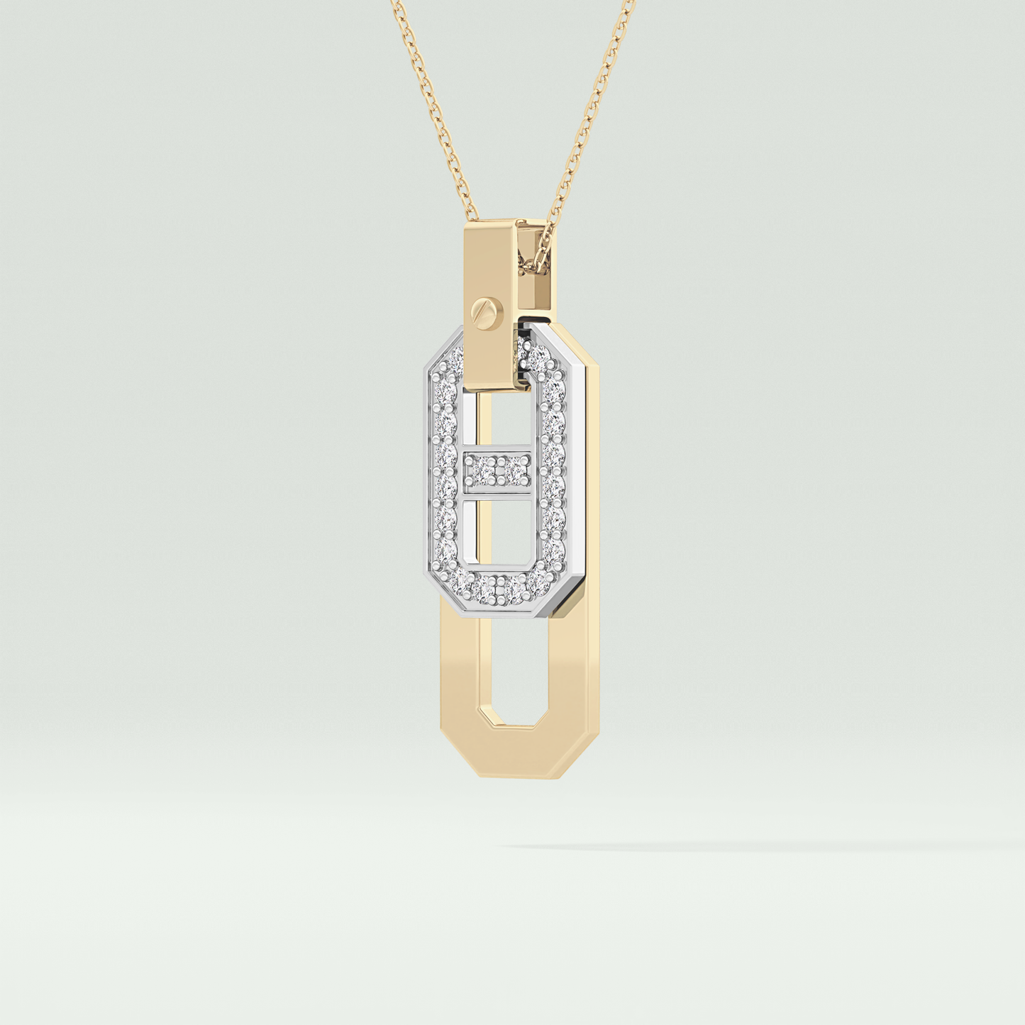 0.30 CT Round Moissanite Diamond Two Tone Connecting Necklace 2