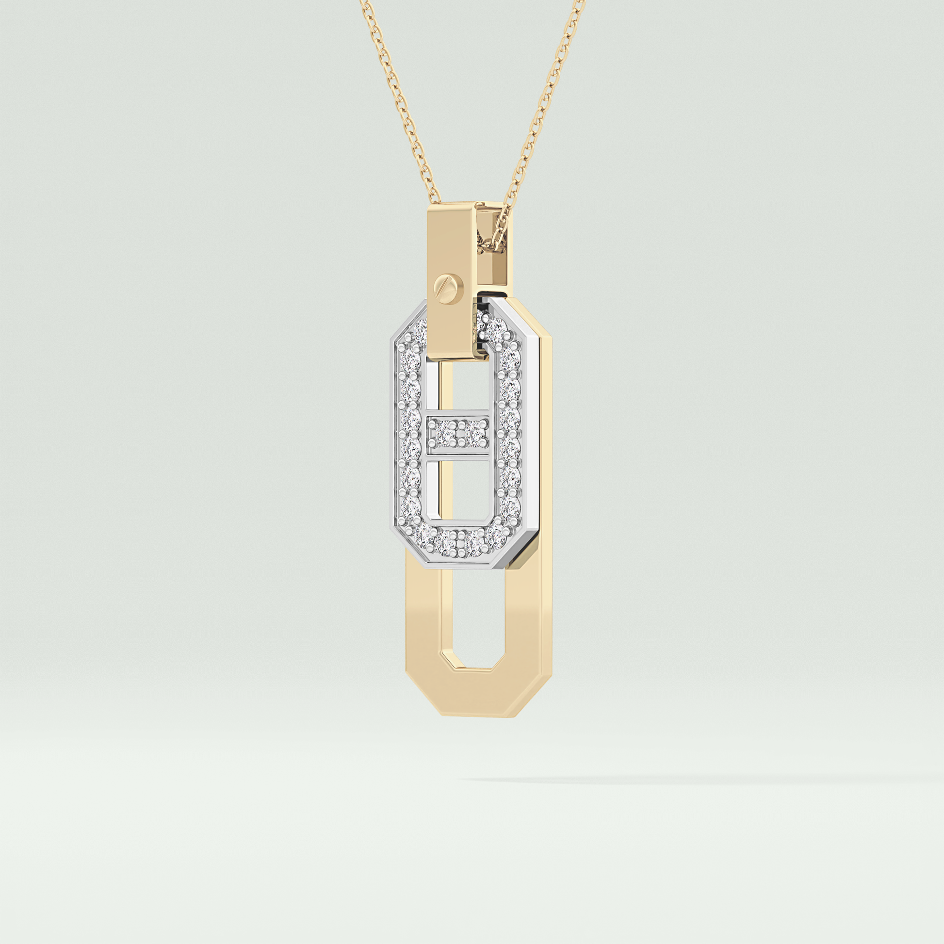 0.30 CT Round Moissanite Diamond Two Tone Connecting Necklace 2