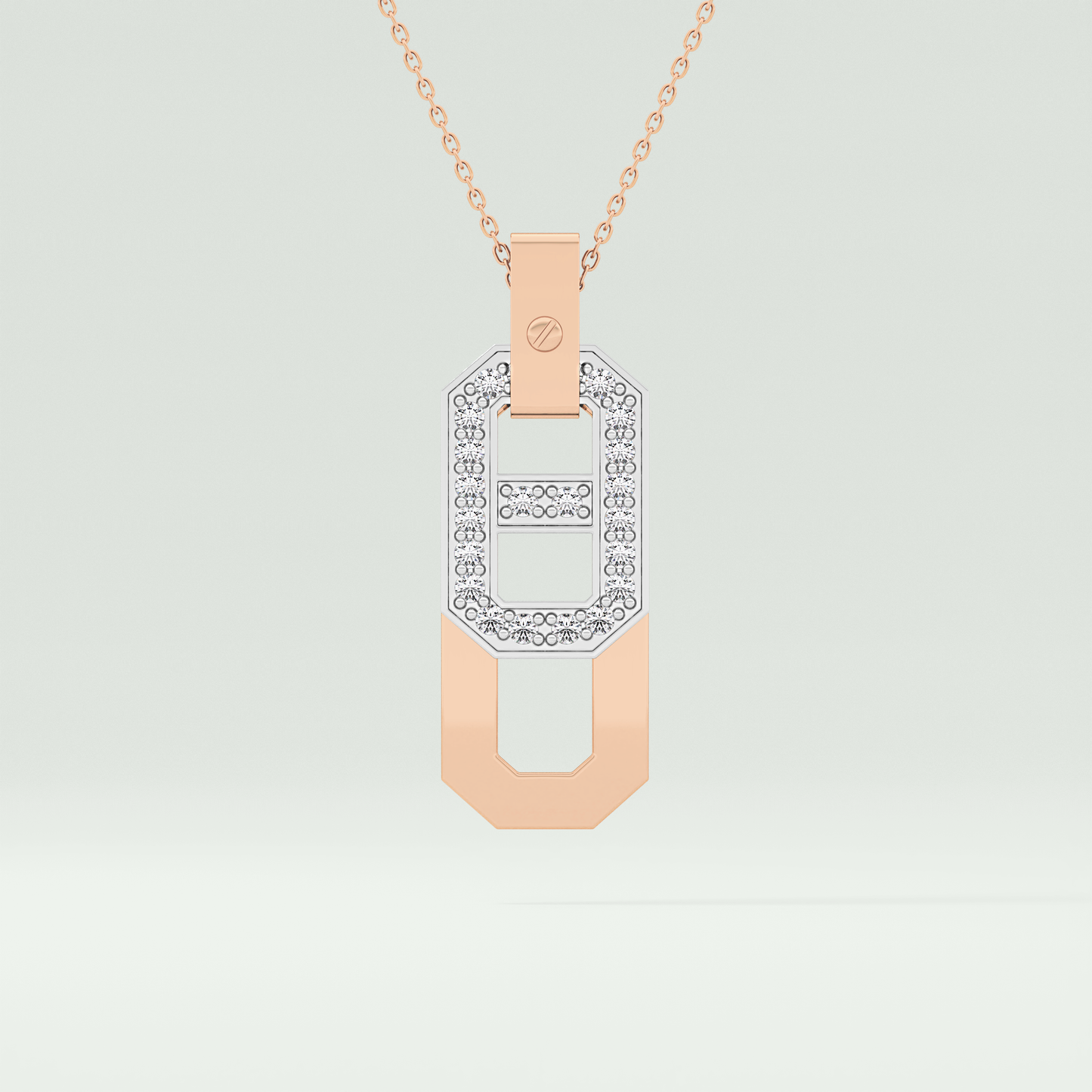 0.30 CT Round Moissanite Diamond Two Tone Connecting Necklace 5