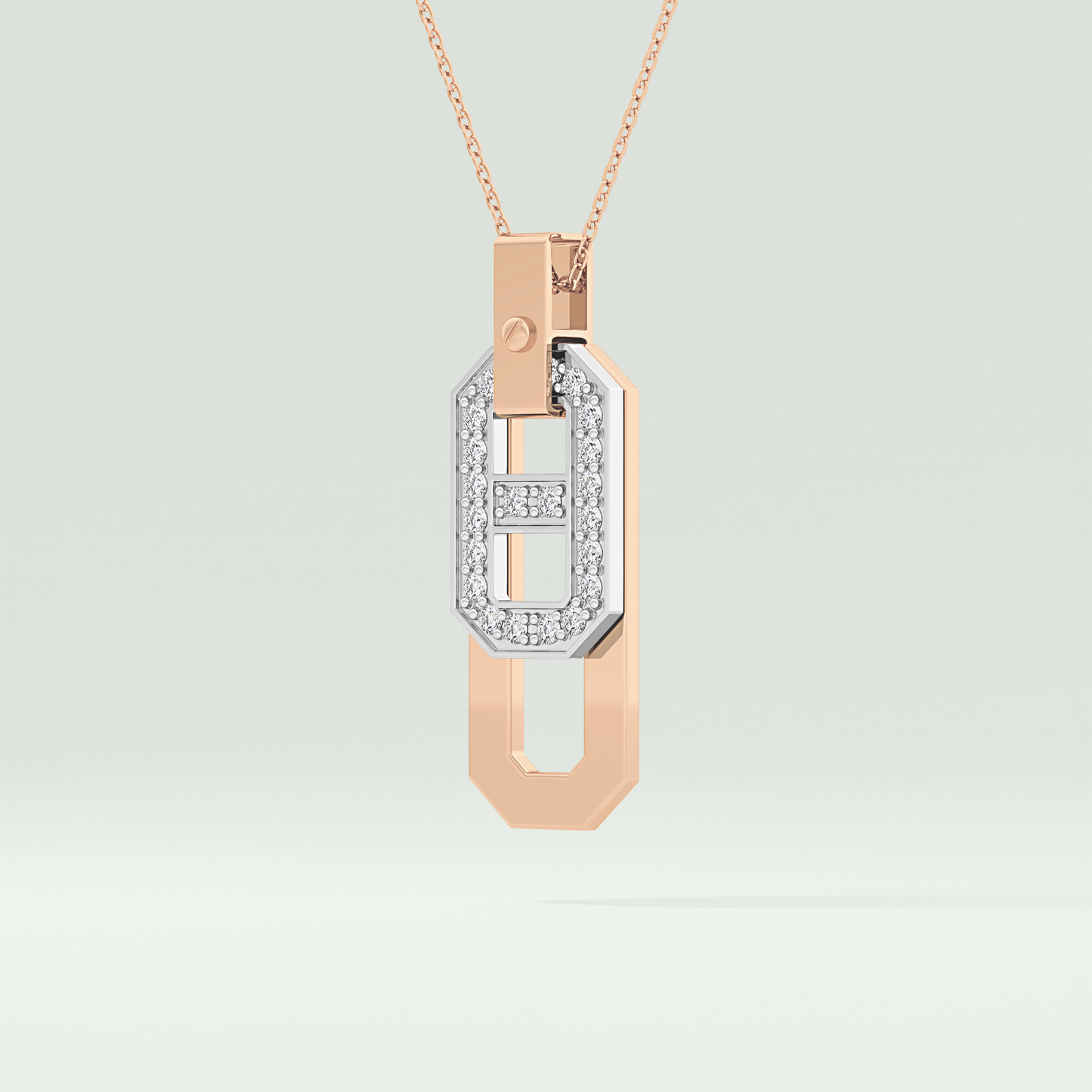 0.30 CT Round Moissanite Diamond Two Tone Connecting Necklace 6