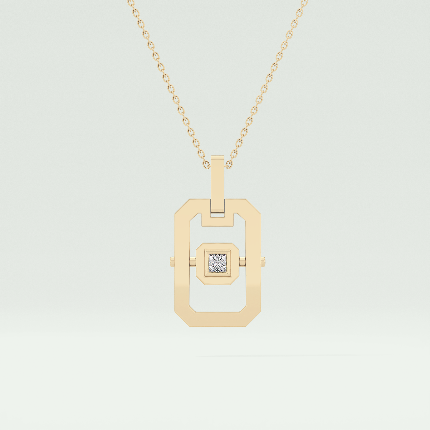 0.10 CT Princess Moissanite Diamond Solitaire Style Necklace 1