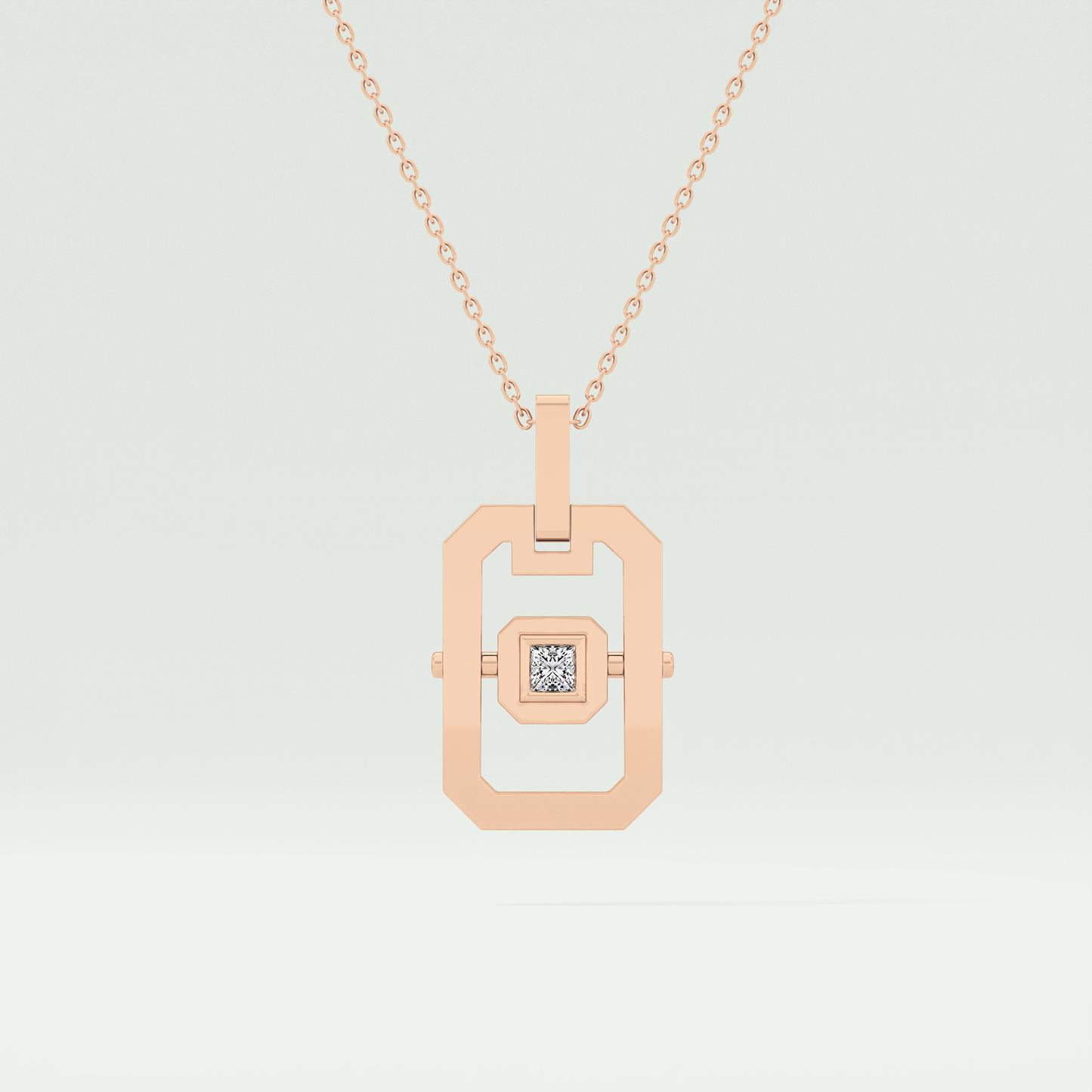 0.10 CT Princess Moissanite Diamond Solitaire Style Necklace 9