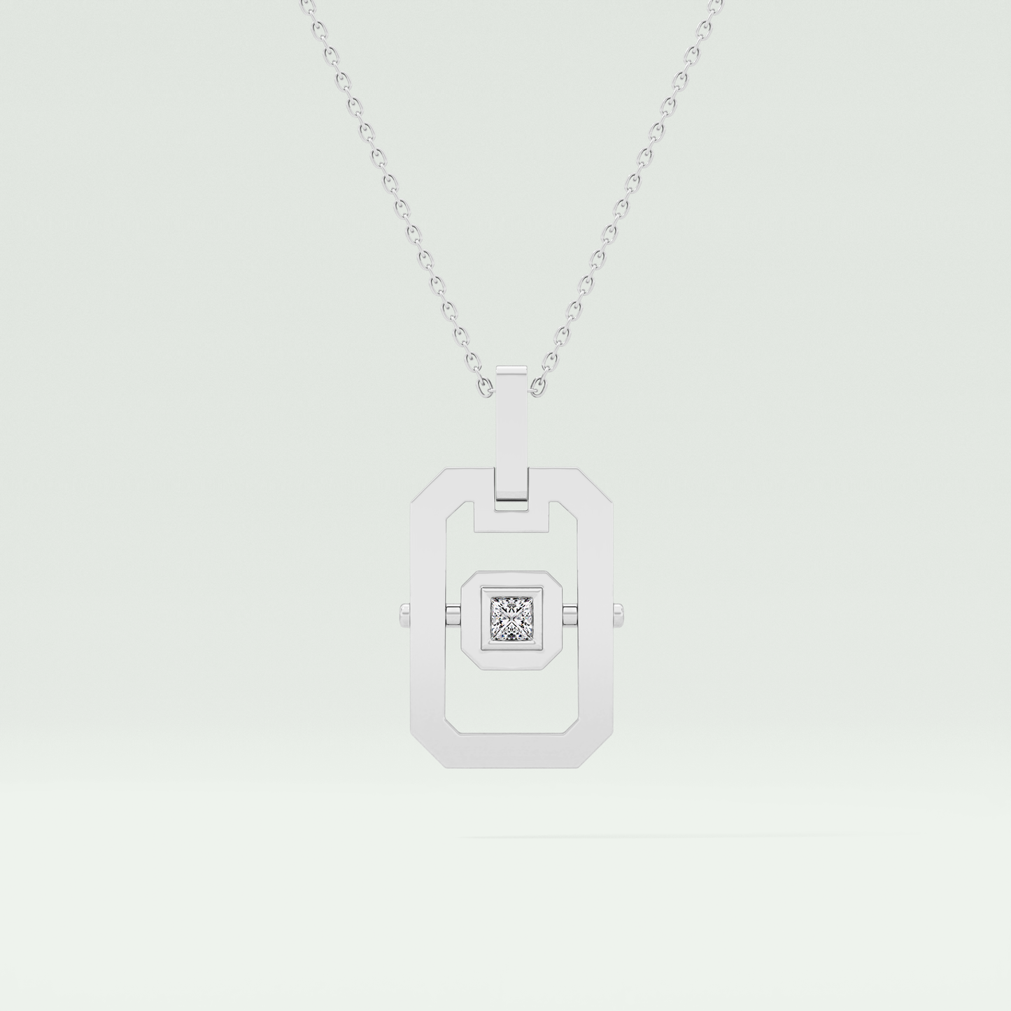 0.10 CT Princess Moissanite Diamond Solitaire Style Necklace 5