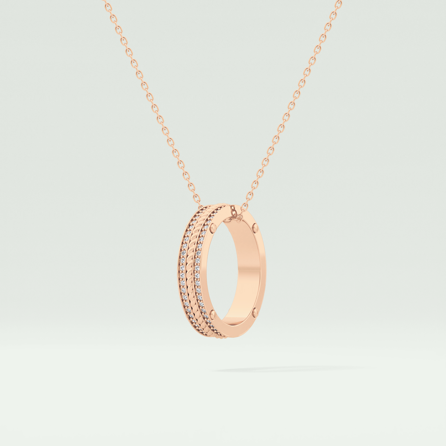 0.20 CT Round Moissanite Diamond Ring Necklace 12