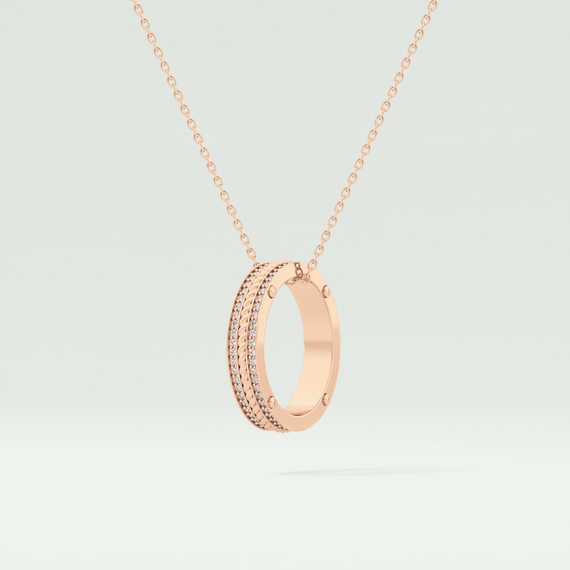 0.20 CT Round Moissanite Diamond Ring Necklace 12