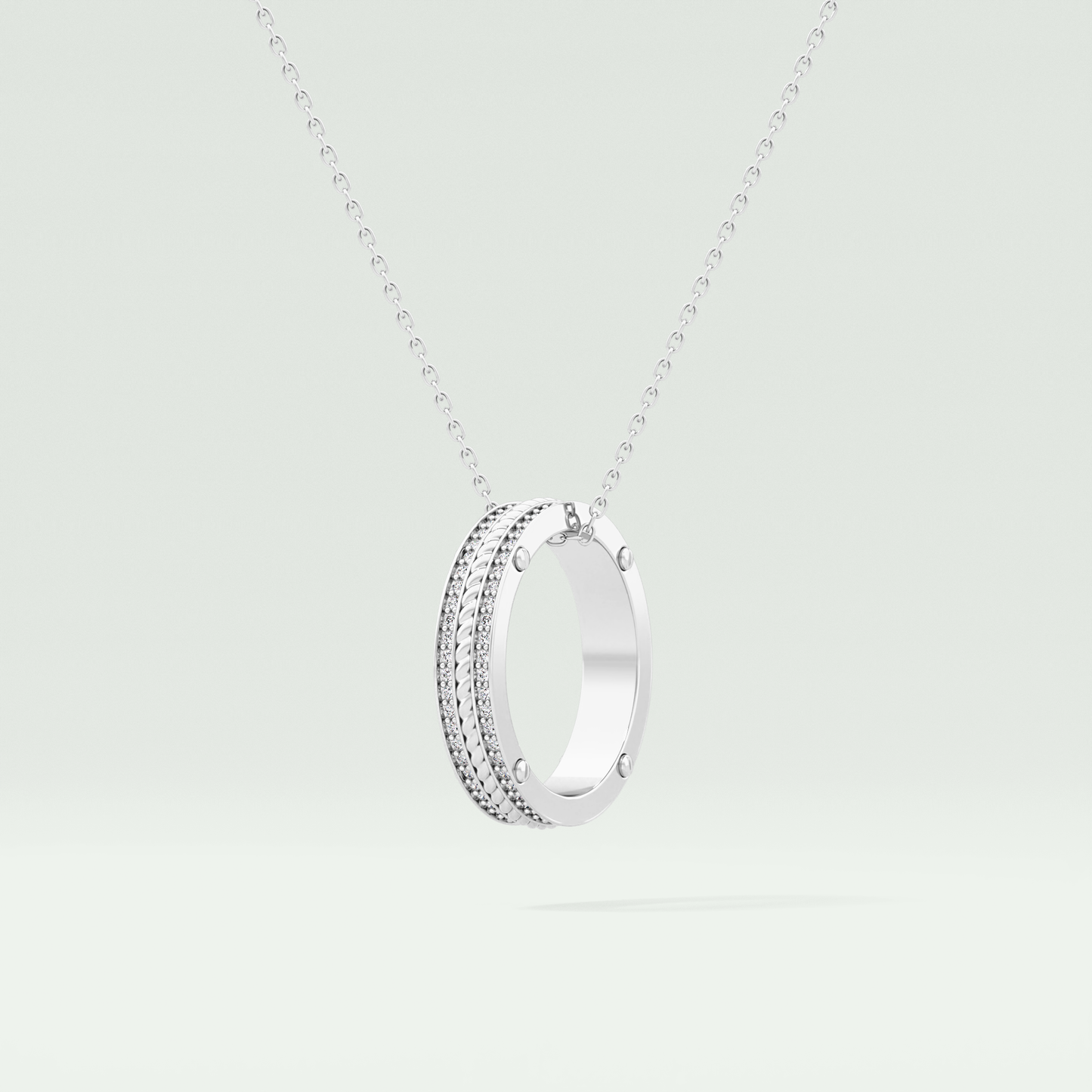 0.20 CT Round Moissanite Diamond Ring Necklace 8