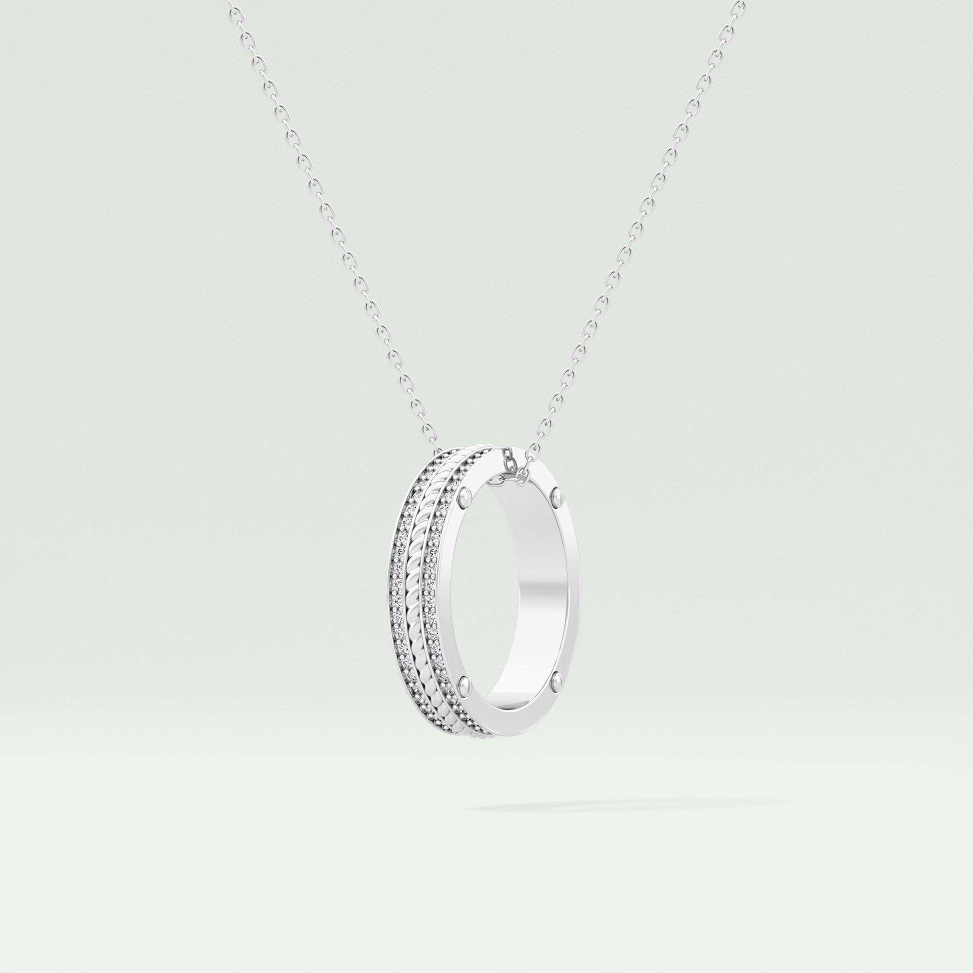 0.20 CT Round Moissanite Diamond Ring Necklace 8