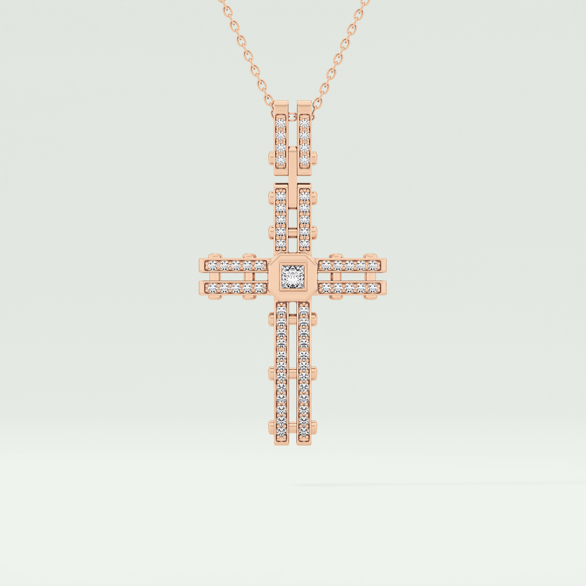 0.20 CT Eternal Cross Moissanite Diamond Necklace For Him 9