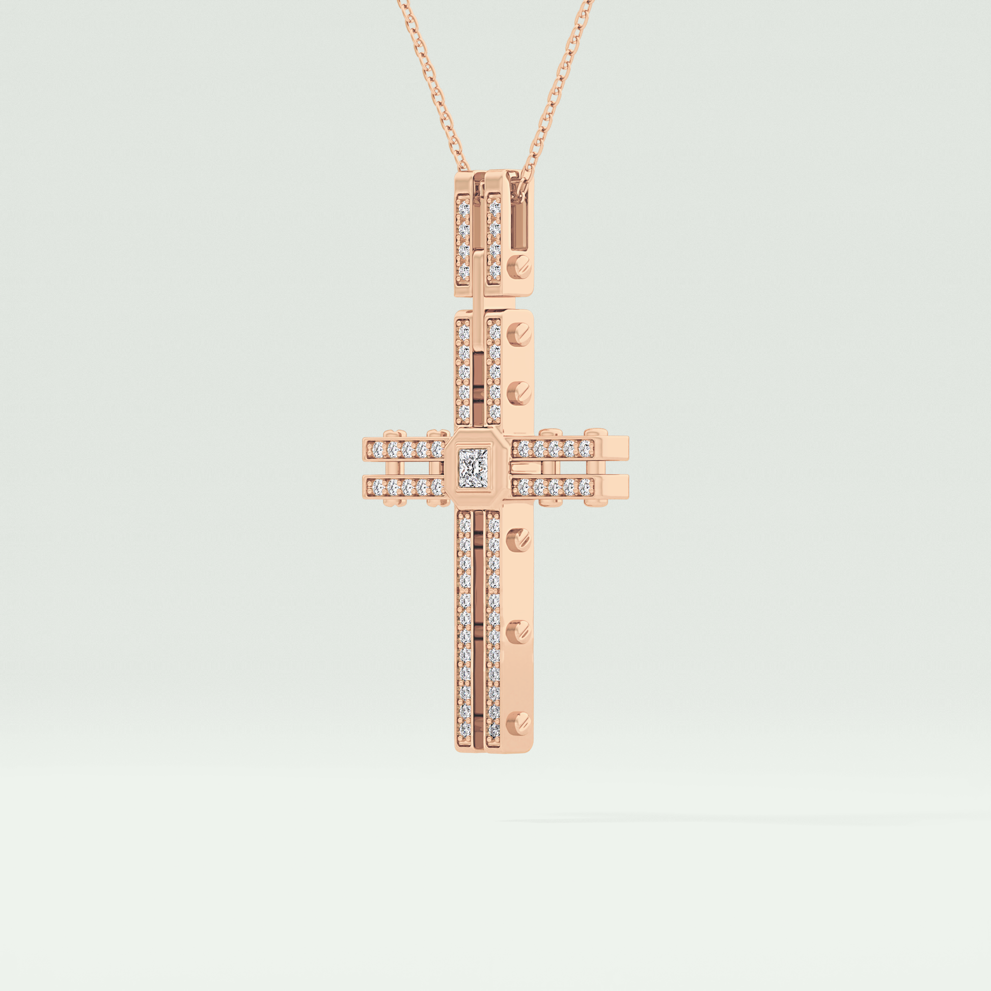 0.20 CT Eternal Cross Moissanite Diamond Necklace For Him 10