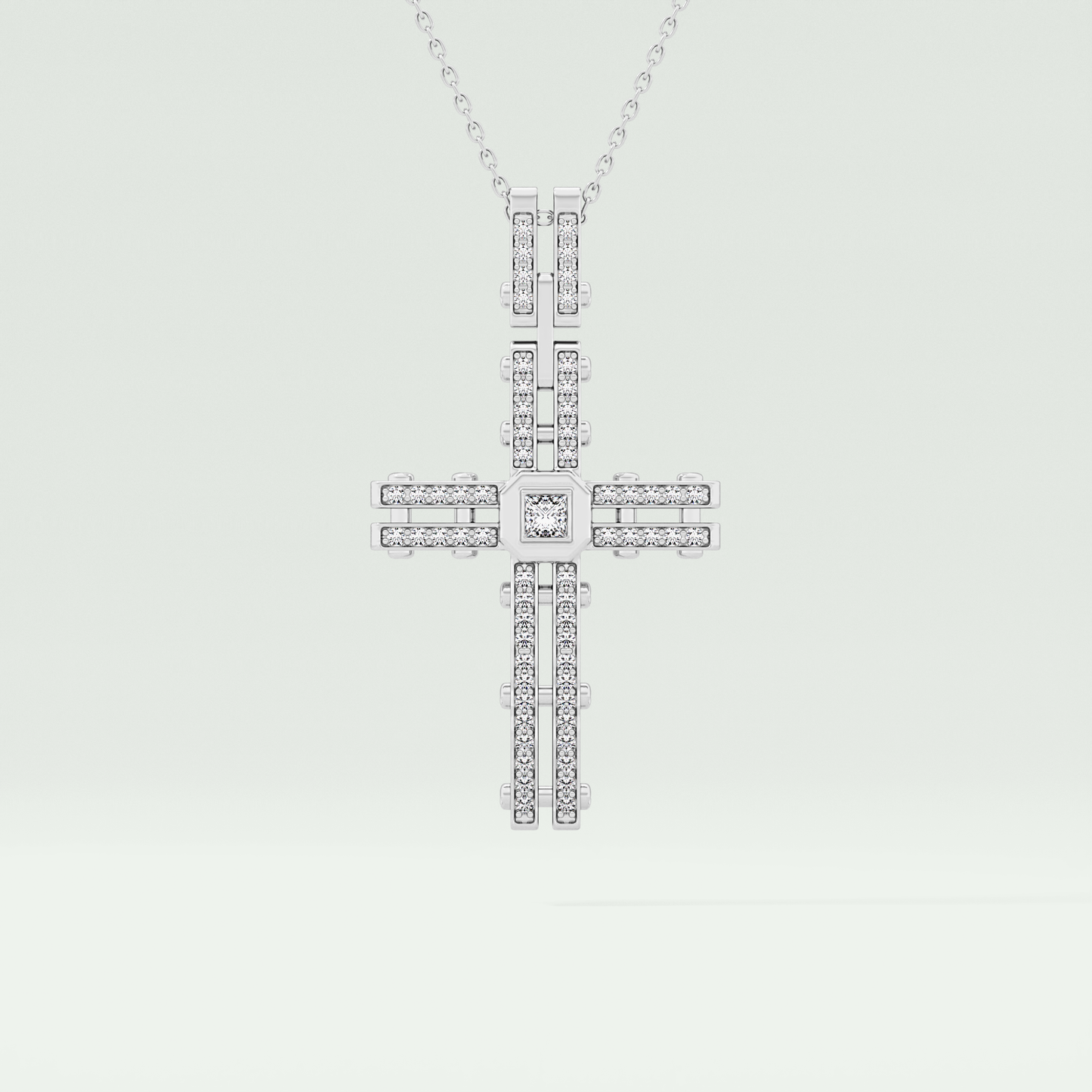 0.20 CT Eternal Cross Moissanite Diamond Necklace For Him 7