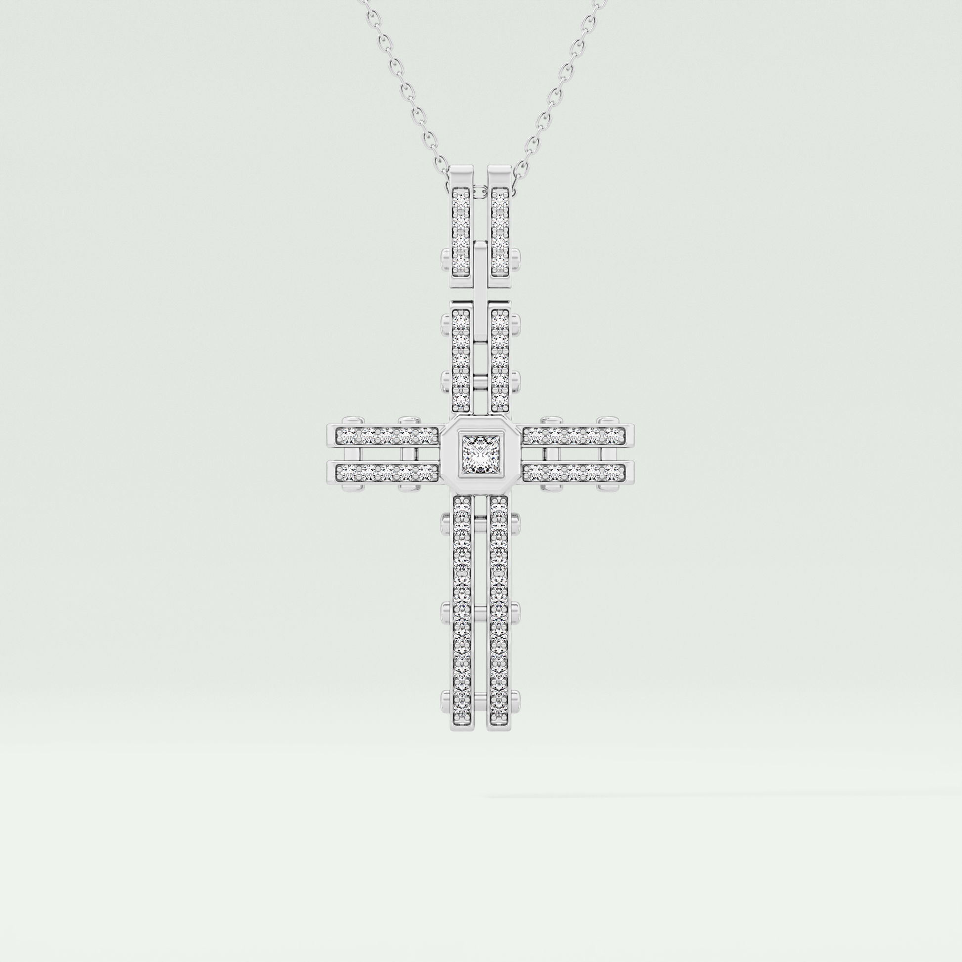 0.20 CT Eternal Cross Moissanite Diamond Necklace For Him 7