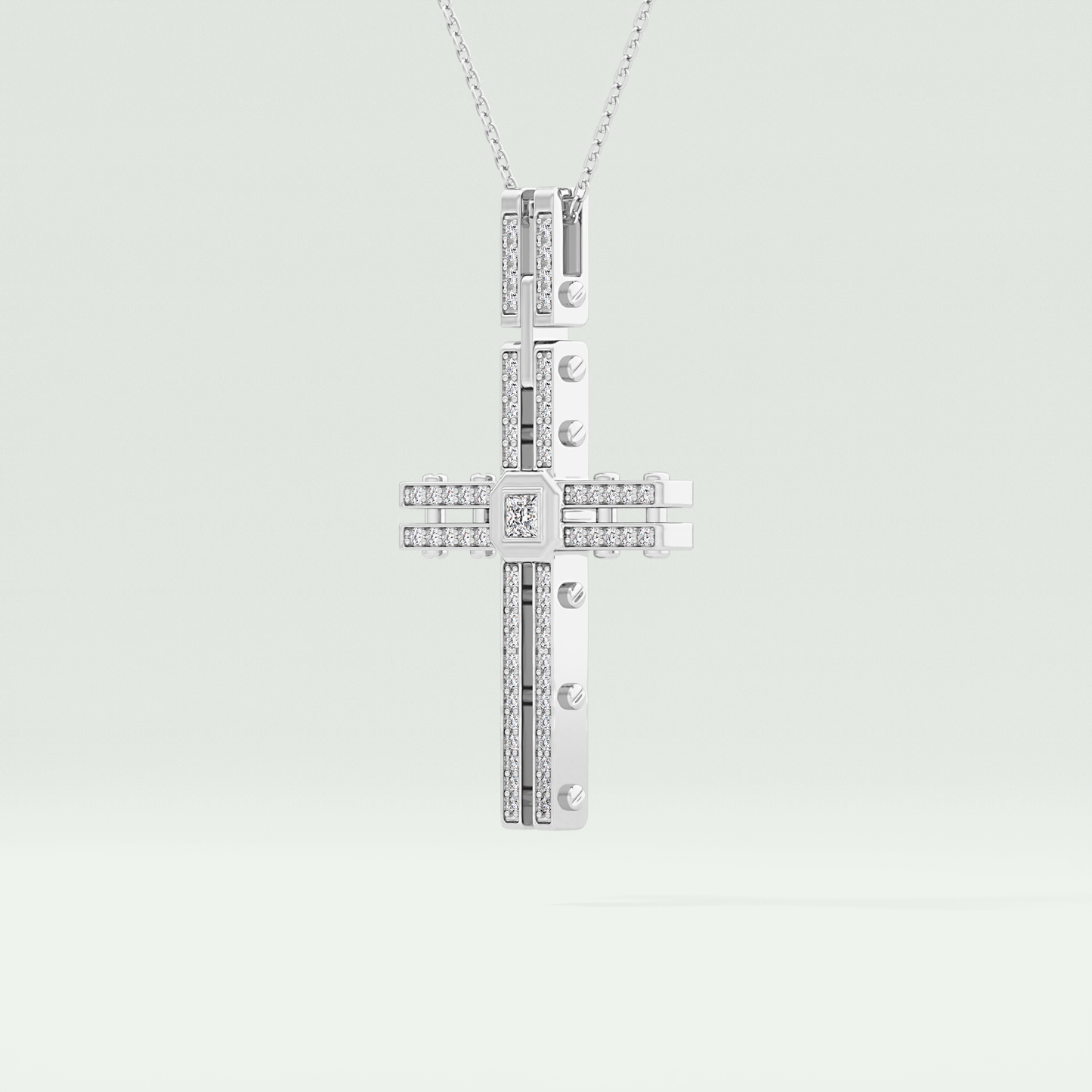 0.20 CT Eternal Cross Moissanite Diamond Necklace For Him 5
