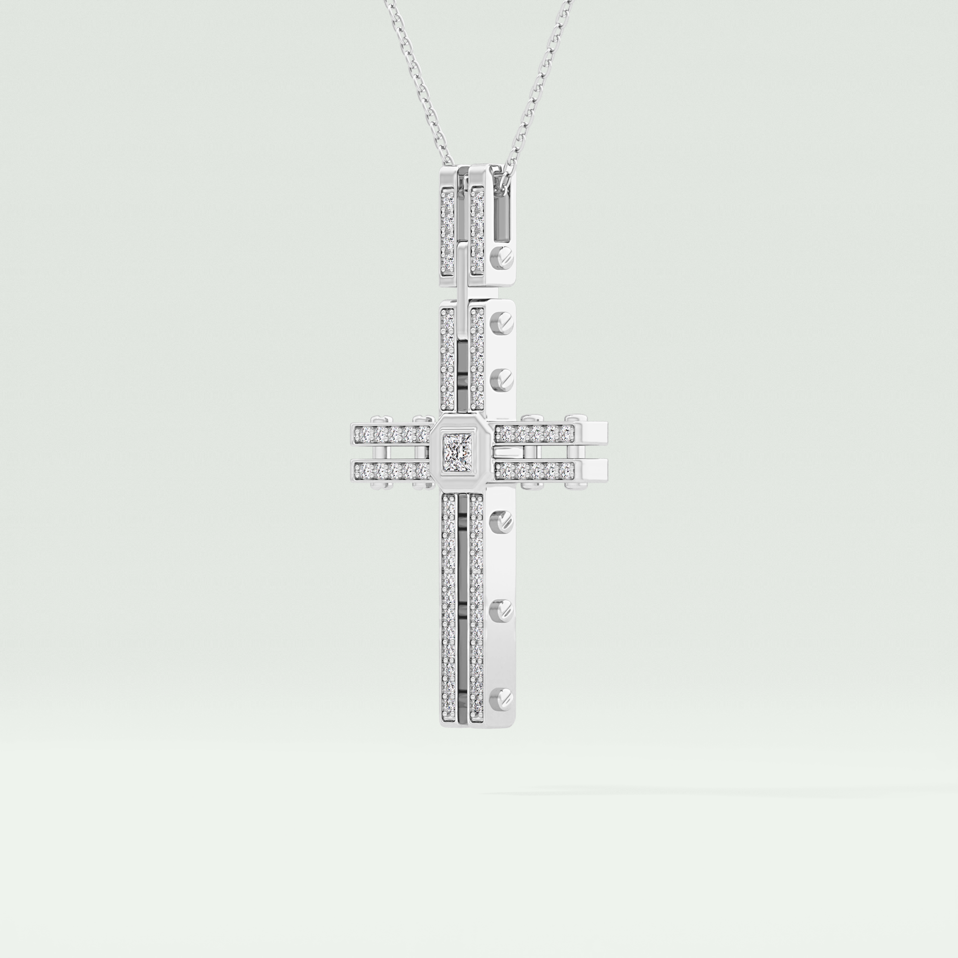 0.20 CT Eternal Cross Moissanite Diamond Necklace For Him 5
