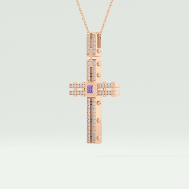 0.20 CT Princess & Round Moissanite Diamond Cross Necklace For him 10