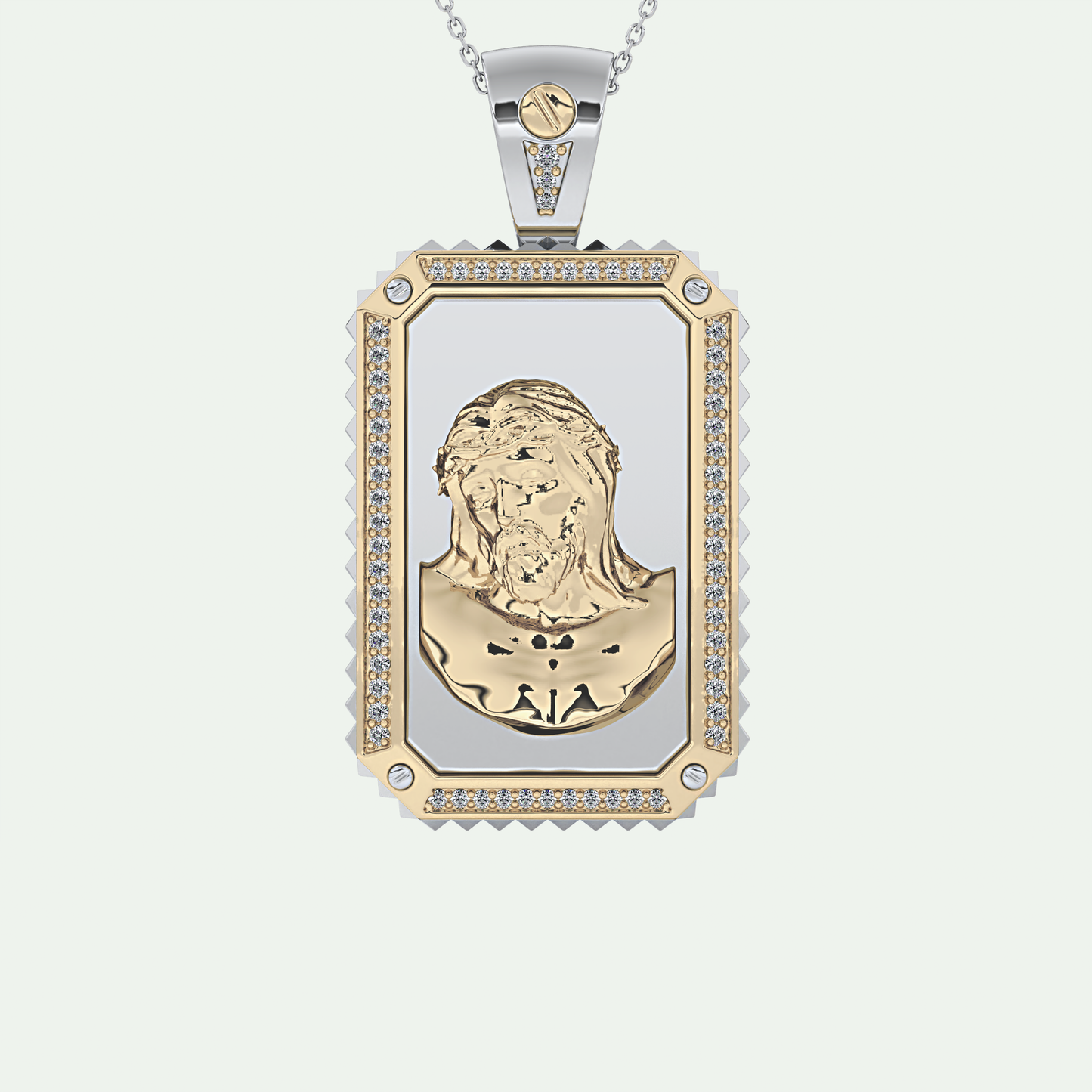 0.45 CT Jesus With Round Moissanite Diamond Stones Necklace 5