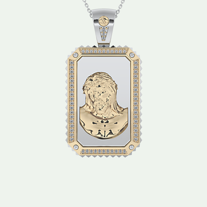 0.45 CT Jesus With Round Moissanite Diamond Stones Necklace 5