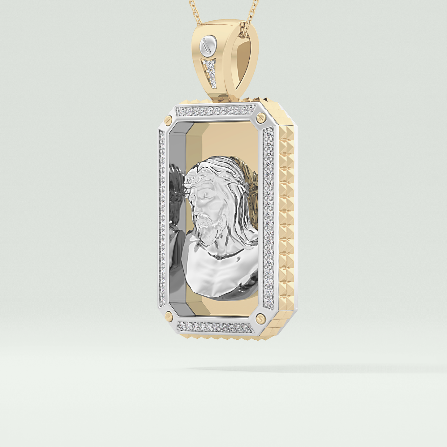 0.45 CT Jesus With Round Moissanite Diamond Stones Necklace 2