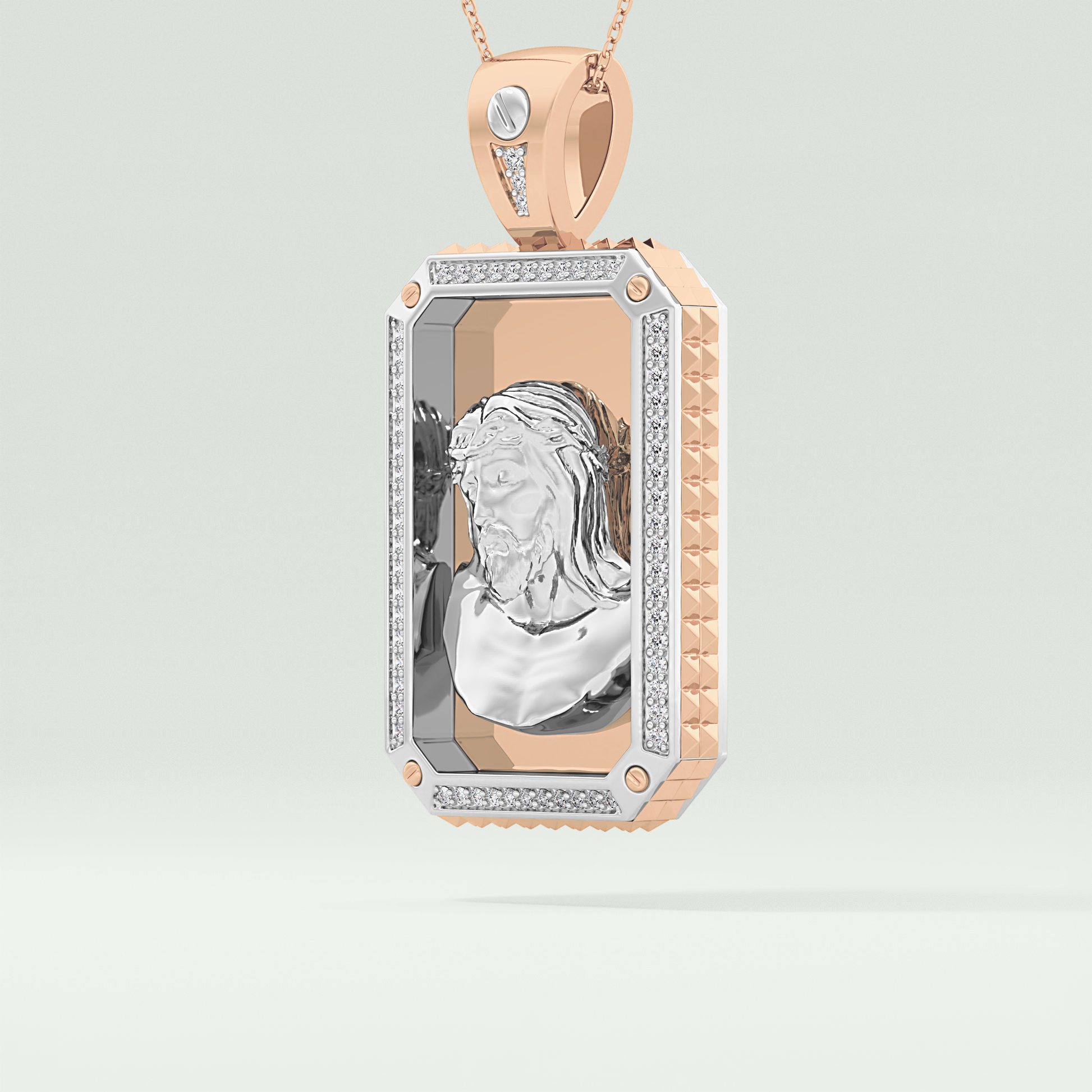 0.45 CT Jesus With Round Moissanite Diamond Stones Necklace 10