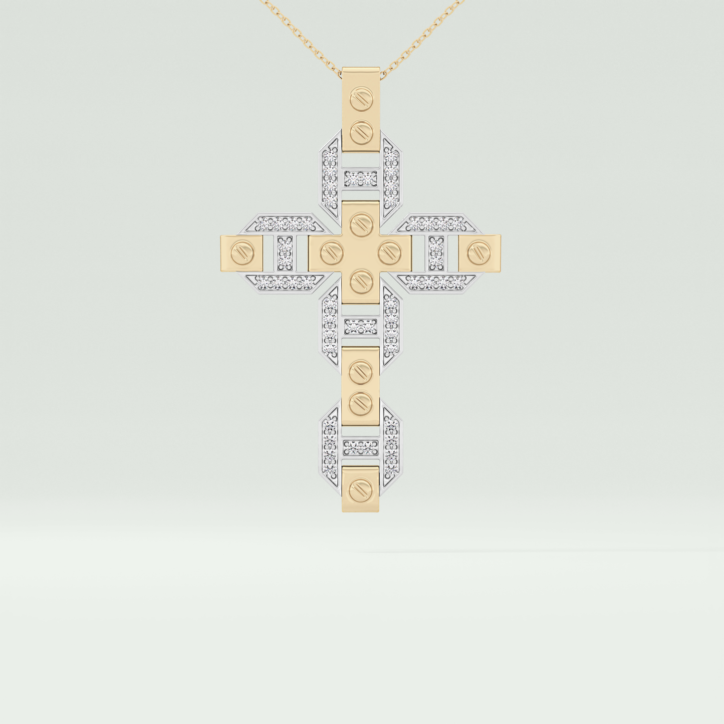 0.50  CT Cross White Moissanite Diamond Necklace For Him 1