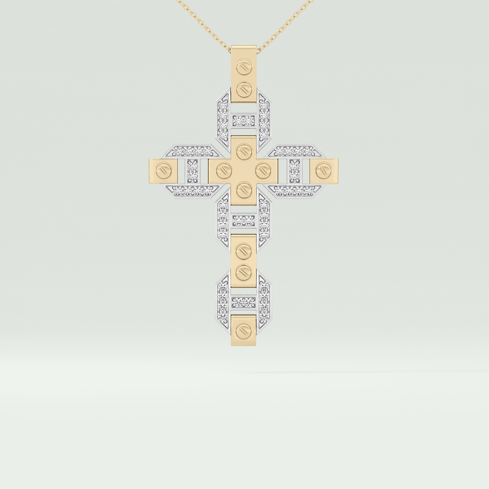 0.50  CT Cross White Moissanite Diamond Necklace For Him 1