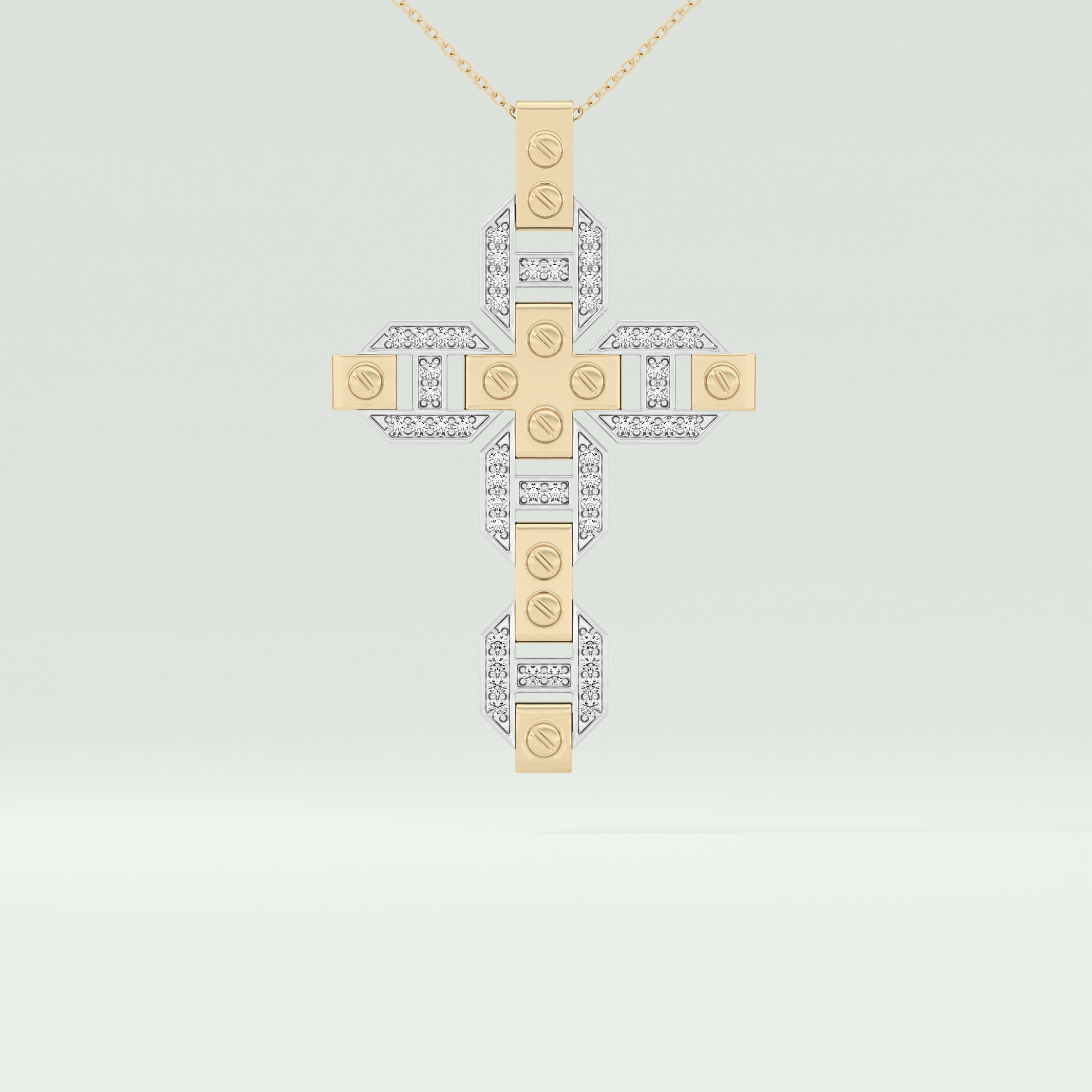 0.50  CT Cross White Moissanite Diamond Necklace For Him 1