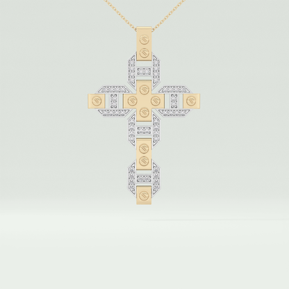 0.50  CT Cross White Moissanite Diamond Necklace For Him 1