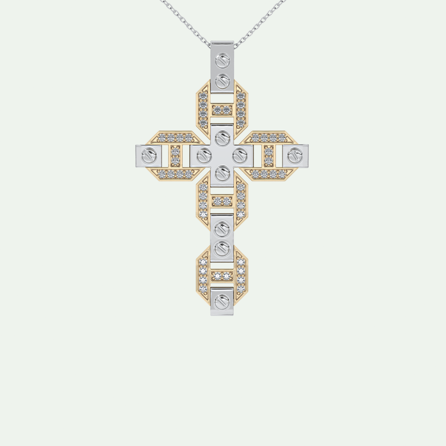 0.50  CT Cross White Moissanite Diamond Necklace For Him 5