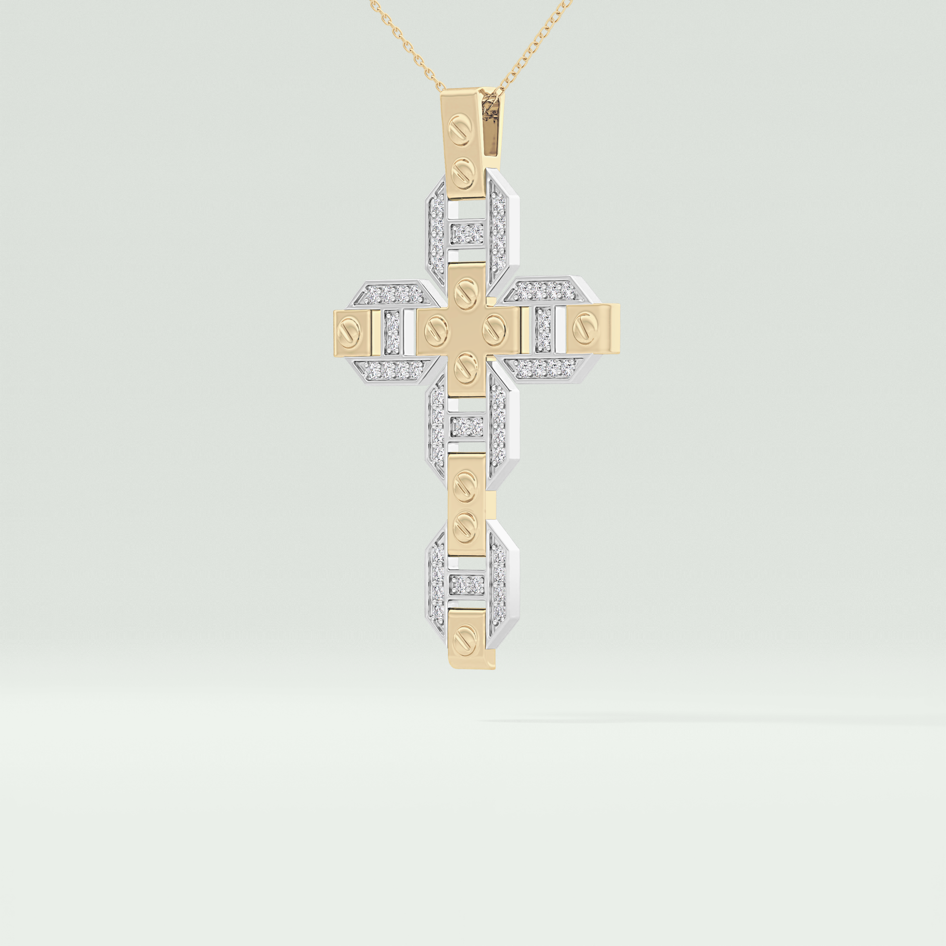 0.50  CT Cross White Moissanite Diamond Necklace For Him 2