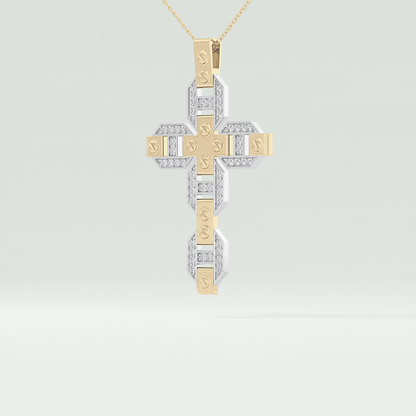 0.50  CT Cross White Moissanite Diamond Necklace For Him 2