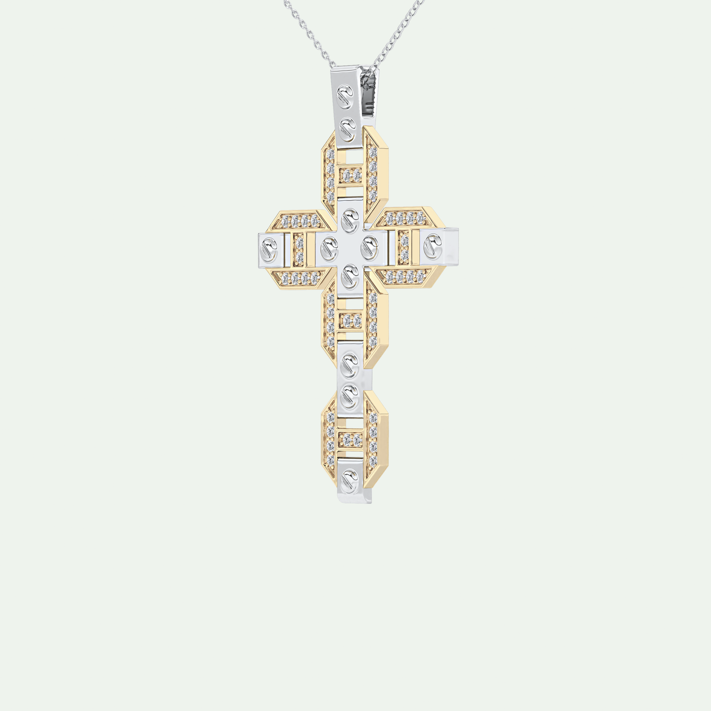 0.50  CT Cross White Moissanite Diamond Necklace For Him 6