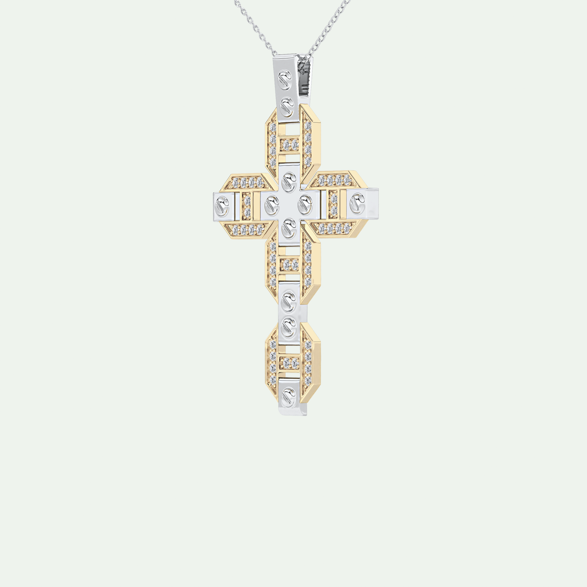 0.50  CT Cross White Moissanite Diamond Necklace For Him 6